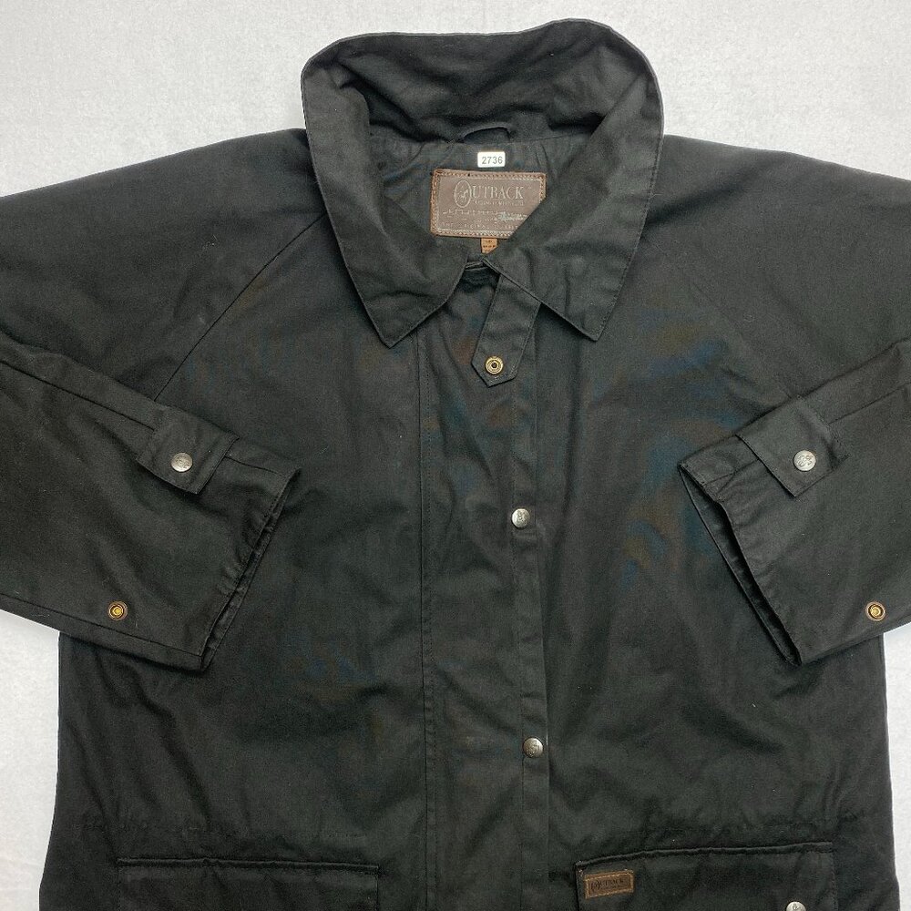Outback Trading Co. Waterproof Oilskin Riding Jacket Men's M Black Waxed